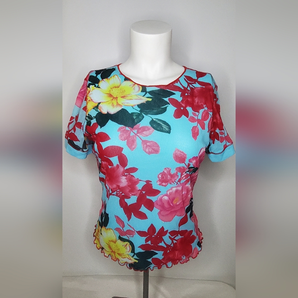 Votre Nom Jeans Size Small Floral Mesh Top